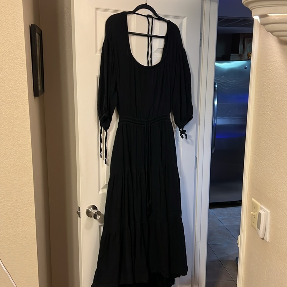 Free People Black Backless Maxi Dress